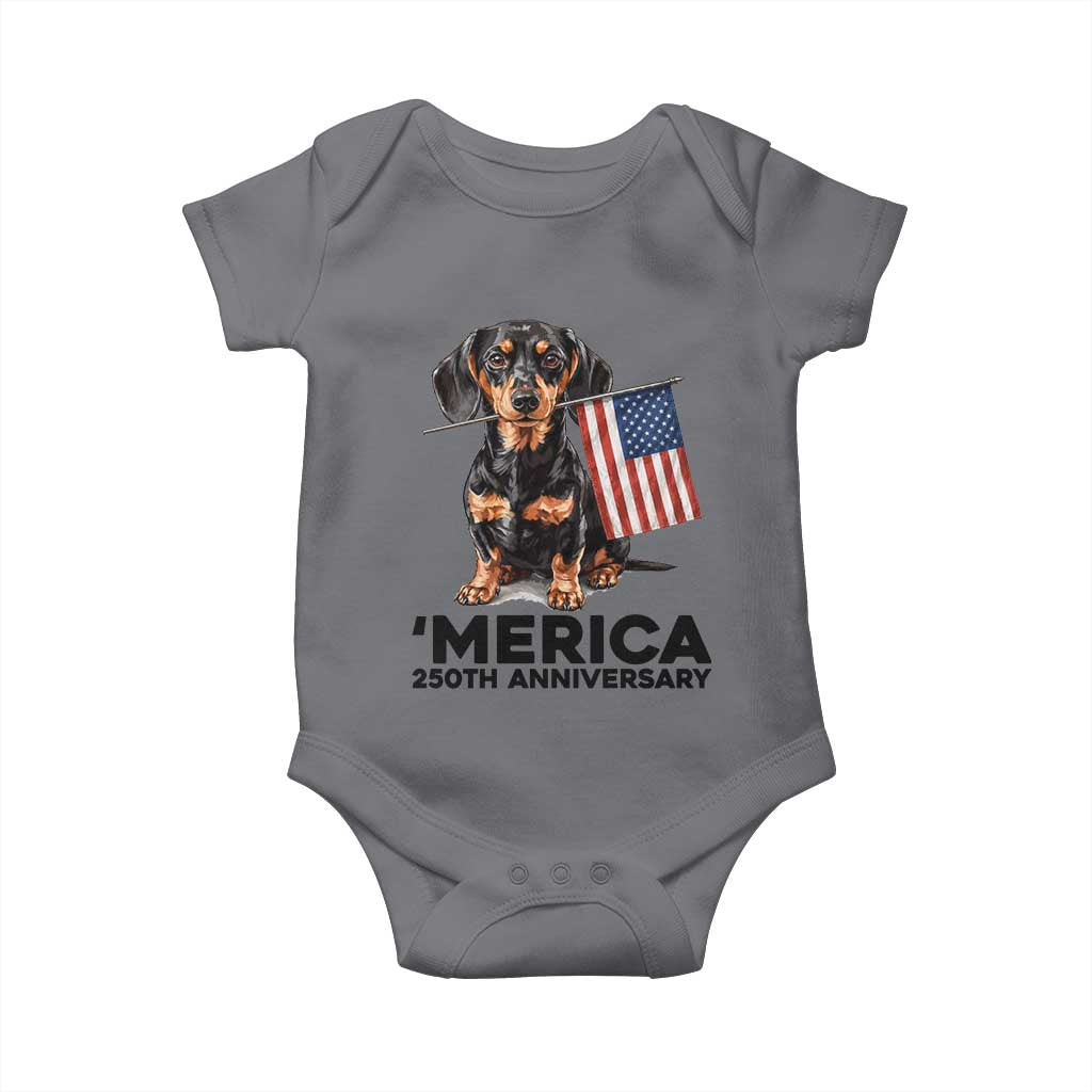 Merica Dachshund Lover Baby Onesie 250th Anniversary Gift TS12 Charcoal Print Your Wear