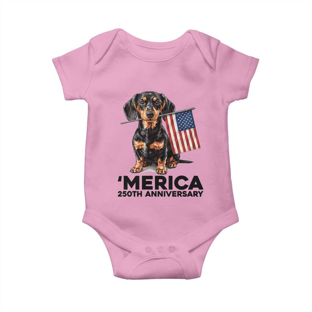 Merica Dachshund Lover Baby Onesie 250th Anniversary Gift TS12 Light Pink Print Your Wear