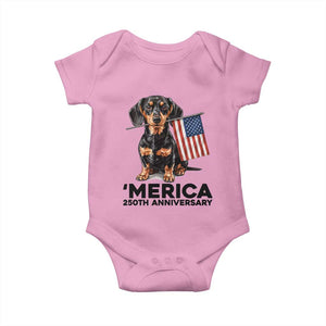Merica Dachshund Lover Baby Onesie 250th Anniversary Gift TS12 Light Pink Print Your Wear