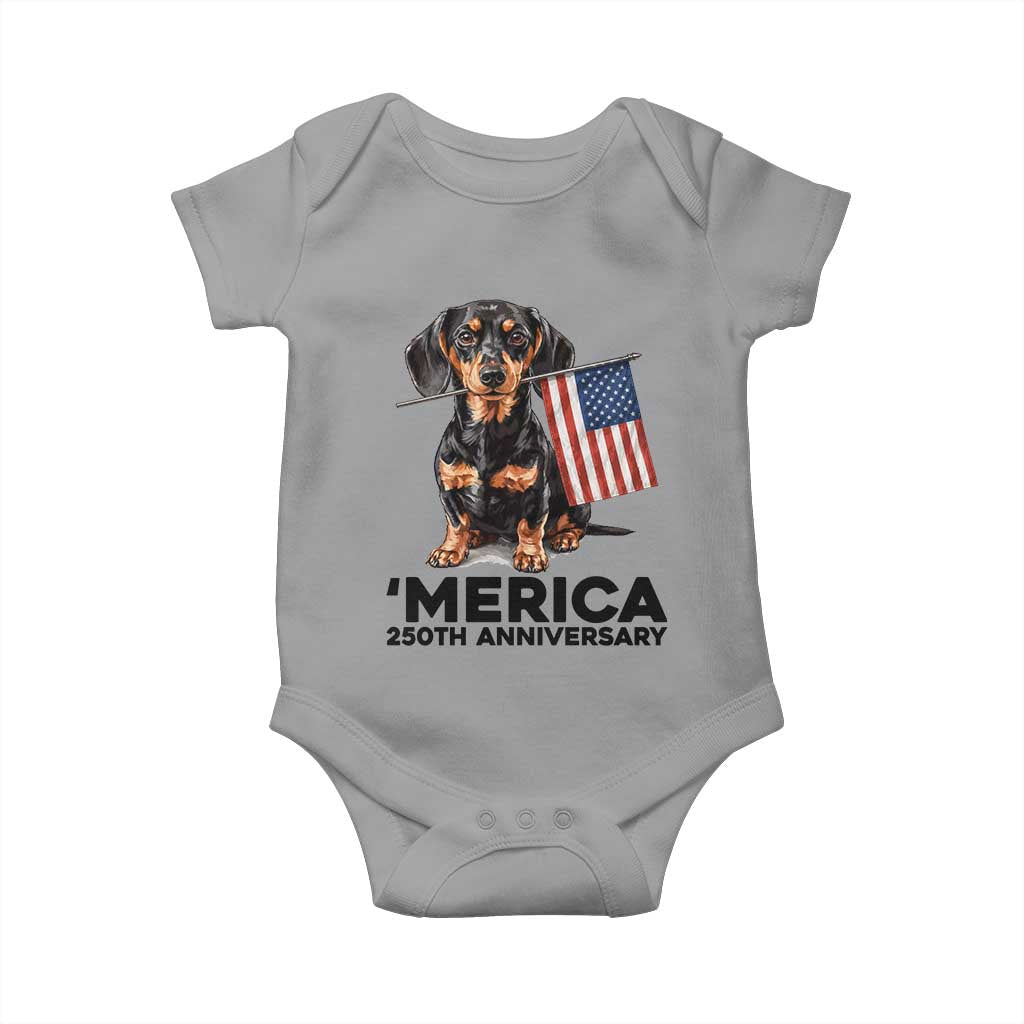 Merica Dachshund Lover Baby Onesie 250th Anniversary Gift TS12 Sport Gray Print Your Wear