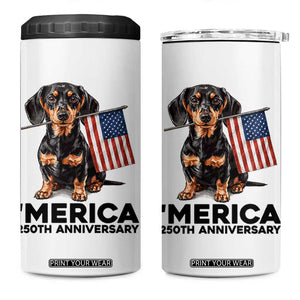 Merica Dachshund Lover 4 in 1 Can Cooler Tumbler 250th Anniversary Gift TS12 One Size: 16 oz White Print Your Wear