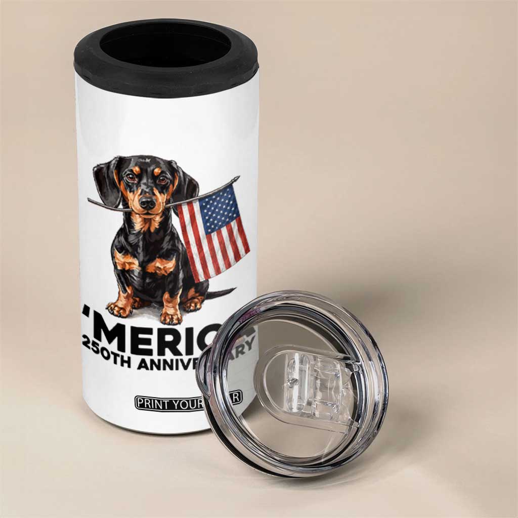 Merica Dachshund Lover 4 in 1 Can Cooler Tumbler 250th Anniversary Gift TS12 Print Your Wear