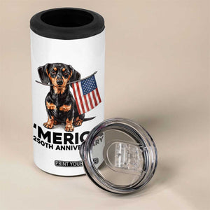 Merica Dachshund Lover 4 in 1 Can Cooler Tumbler 250th Anniversary Gift TS12 Print Your Wear