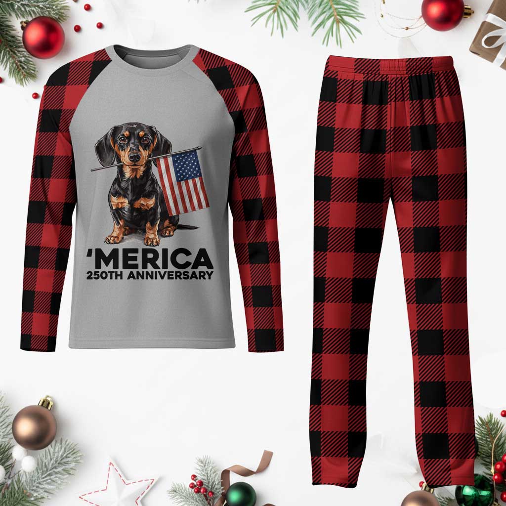 Merica Dachshund Lover Plaid Pajama Set 250th Anniversary Gift TS12 Buffalo Plaid Print Your Wear