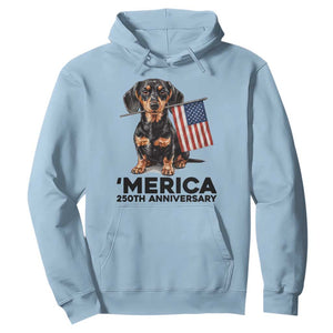 Merica Dachshund Lover Hoodie 250th Anniversary Gift TS12 Light Blue Print Your Wear