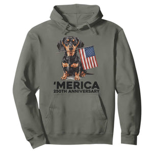 Merica Dachshund Lover Hoodie 250th Anniversary Gift TS12 Military Green Print Your Wear