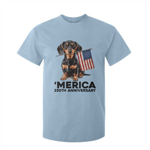 Merica Dachshund Lover T Shirt For Kid 250th Anniversary Gift TS12 Light Blue Print Your Wear