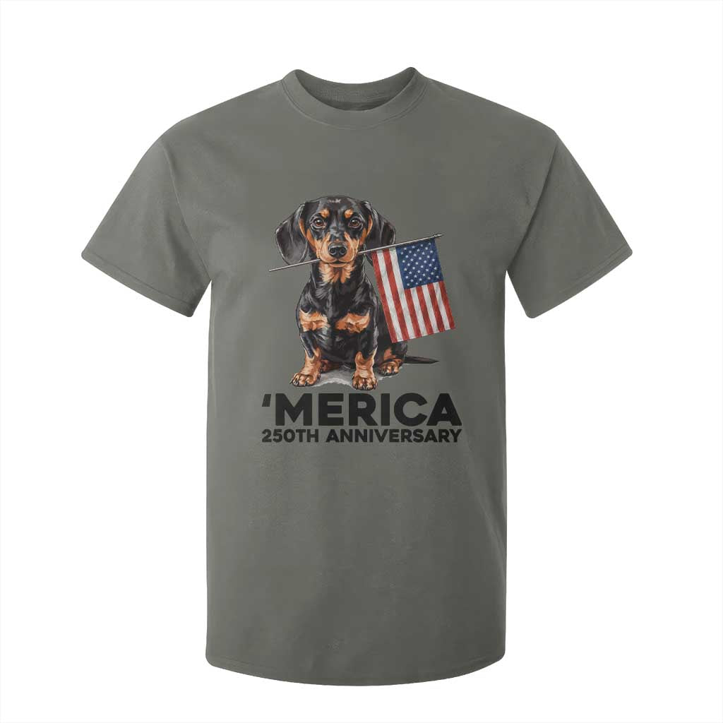 Merica Dachshund Lover T Shirt For Kid 250th Anniversary Gift TS12 Military Green Print Your Wear