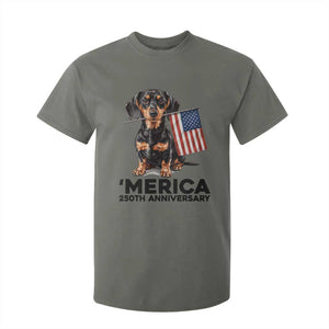 Merica Dachshund Lover T Shirt For Kid 250th Anniversary Gift TS12 Military Green Print Your Wear