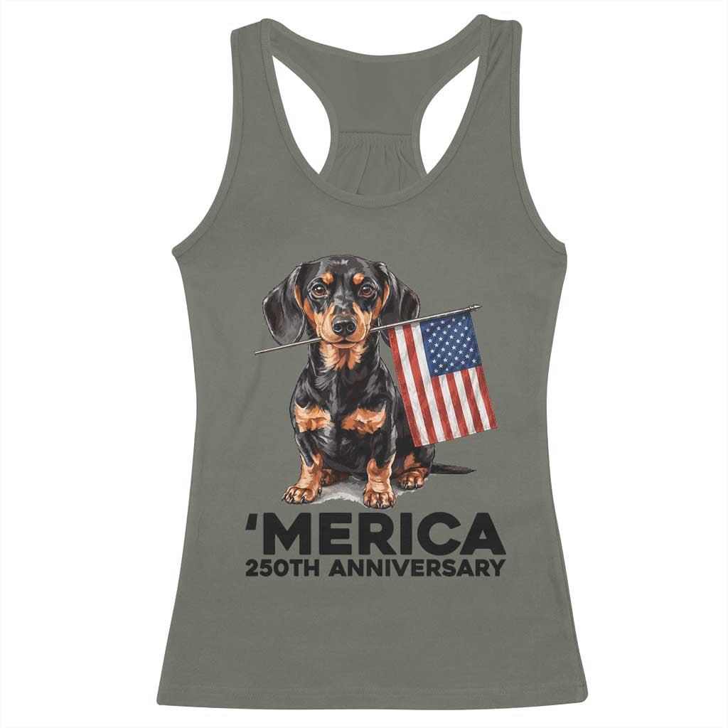 Merica Dachshund Lover Racerback Tank Top 250th Anniversary Gift TS12 Military Green Print Your Wear