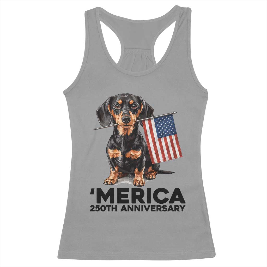 Merica Dachshund Lover Racerback Tank Top 250th Anniversary Gift TS12 Sport Gray Print Your Wear