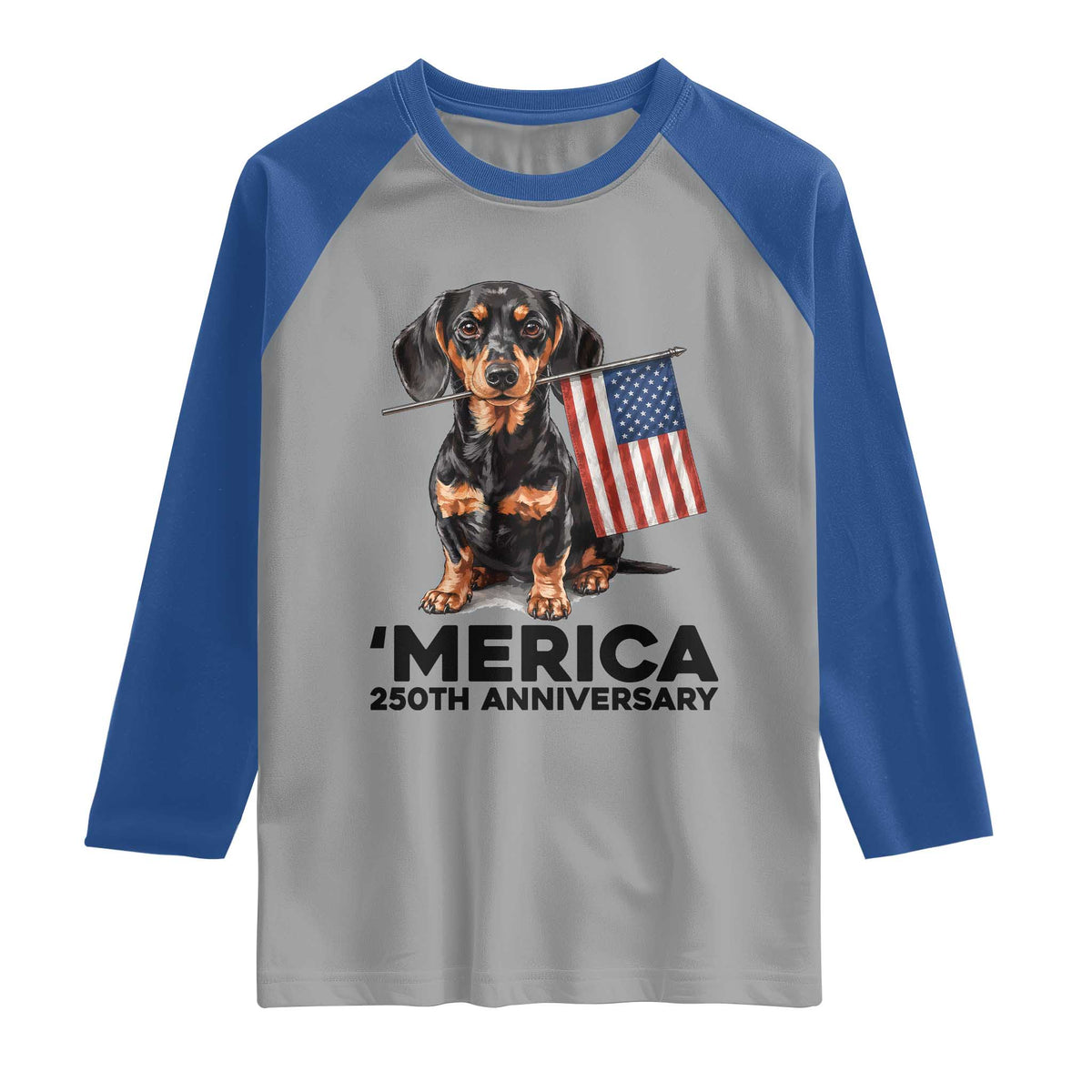 Merica Dachshund Lover Raglan Shirt 250th Anniversary Gift TS12 Sport Gray Royal Print Your Wear