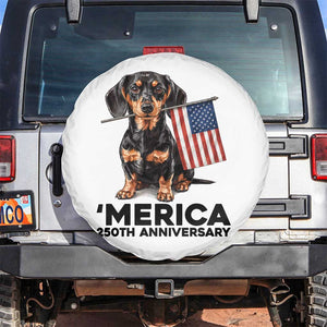 Merica Dachshund Lover Spare Tire Cover 250th Anniversary Gift TS12 No hole White Print Your Wear