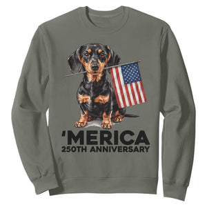 Merica Dachshund Lover Sweatshirt 250th Anniversary Gift TS12 Military Green Print Your Wear