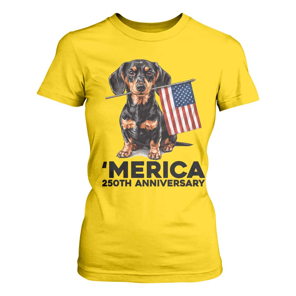 Merica Dachshund Lover T Shirt For Women 250th Anniversary Gift TS12 Daisy Print Your Wear