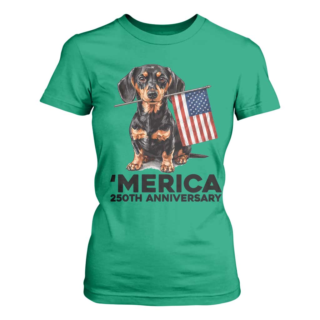Merica Dachshund Lover T Shirt For Women 250th Anniversary Gift TS12 Irish Green Print Your Wear