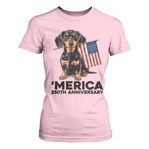Merica Dachshund Lover T Shirt For Women 250th Anniversary Gift TS12 Light Pink Print Your Wear