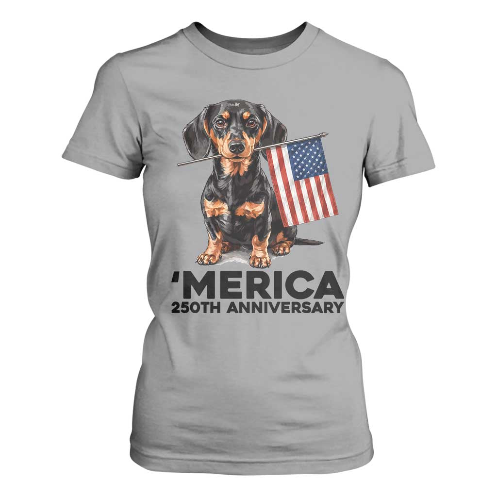 Merica Dachshund Lover T Shirt For Women 250th Anniversary Gift TS12 Sport Gray Print Your Wear