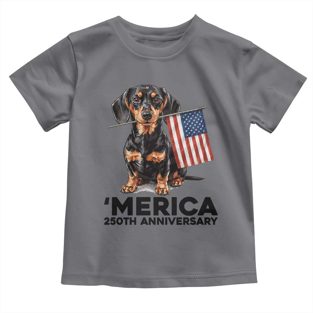 Merica Dachshund Lover Toddler T Shirt 250th Anniversary Gift TS12 Charcoal Print Your Wear