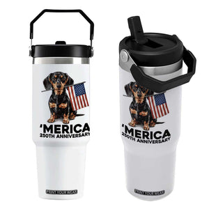 Merica Dachshund Lover Flip Straw Tumbler 250th Anniversary Gift TS12 One Size: 30 oz White Print Your Wear