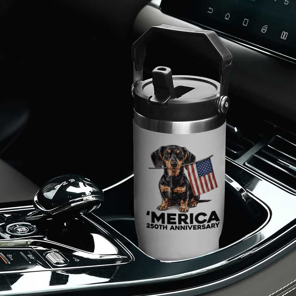 Merica Dachshund Lover Flip Straw Tumbler 250th Anniversary Gift TS12 Print Your Wear