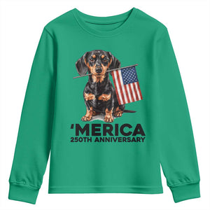 Merica Dachshund Lover Youth Sweatshirt 250th Anniversary Gift TS12 Irish Green Print Your Wear