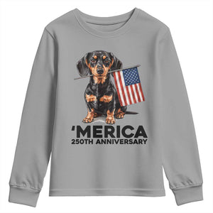 Merica Dachshund Lover Youth Sweatshirt 250th Anniversary Gift TS12 Sport Gray Print Your Wear