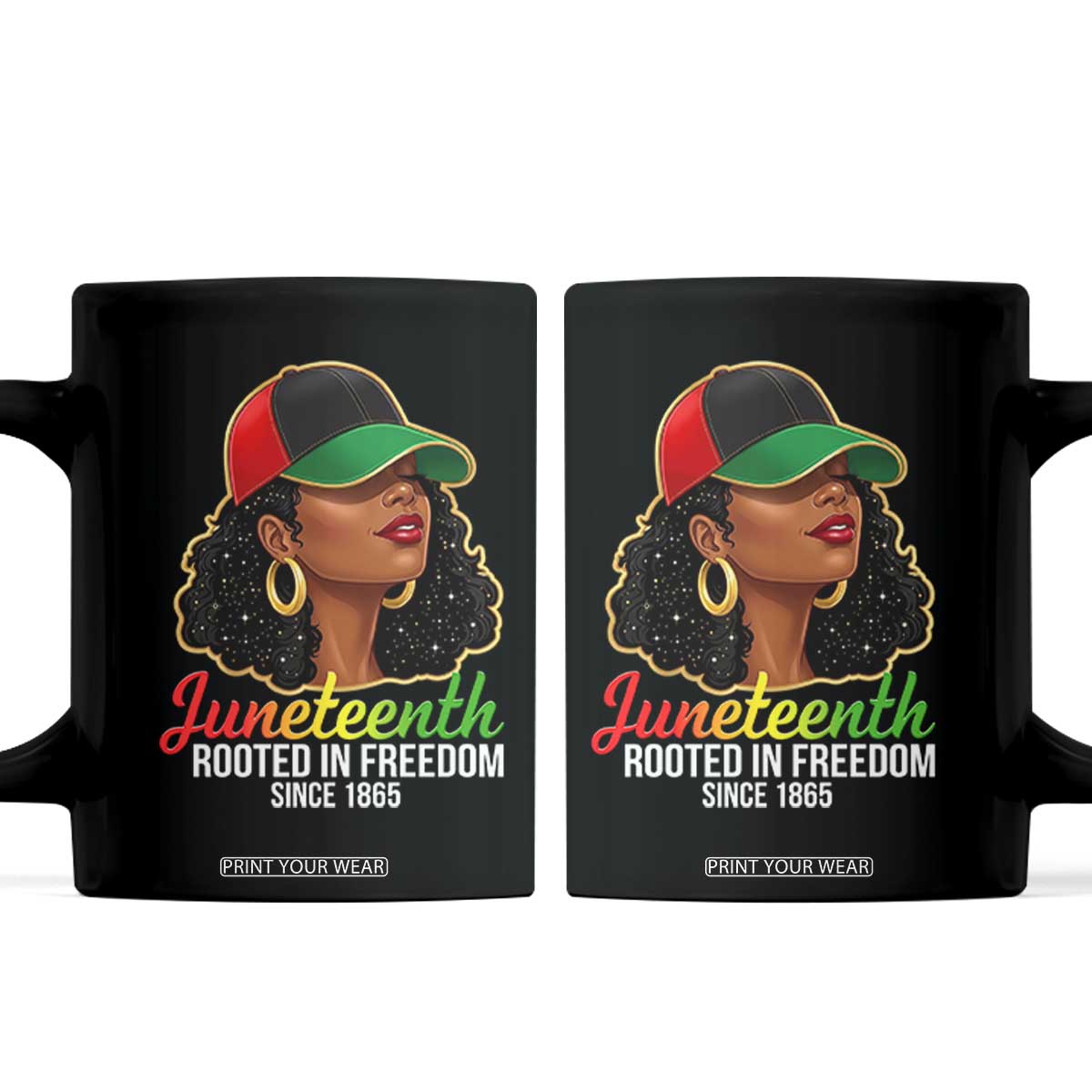 Black Woman Juneteenth Graphic Coffee Mug Rooted In Freedom Since 1865