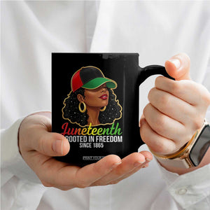 Black Woman Juneteenth Graphic Coffee Mug Rooted In Freedom Since 1865 TS12 Print Your Wear