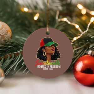 Black Woman Juneteenth Graphic Ceramic Ornament Rooted In Freedom Since 1865