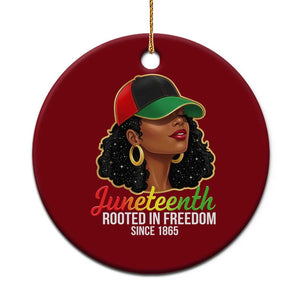 Black Woman Juneteenth Graphic Ceramic Ornament Rooted In Freedom Since 1865