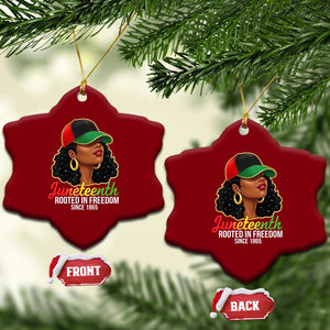 Black Woman Juneteenth Graphic Ceramic Ornament Rooted In Freedom Since 1865