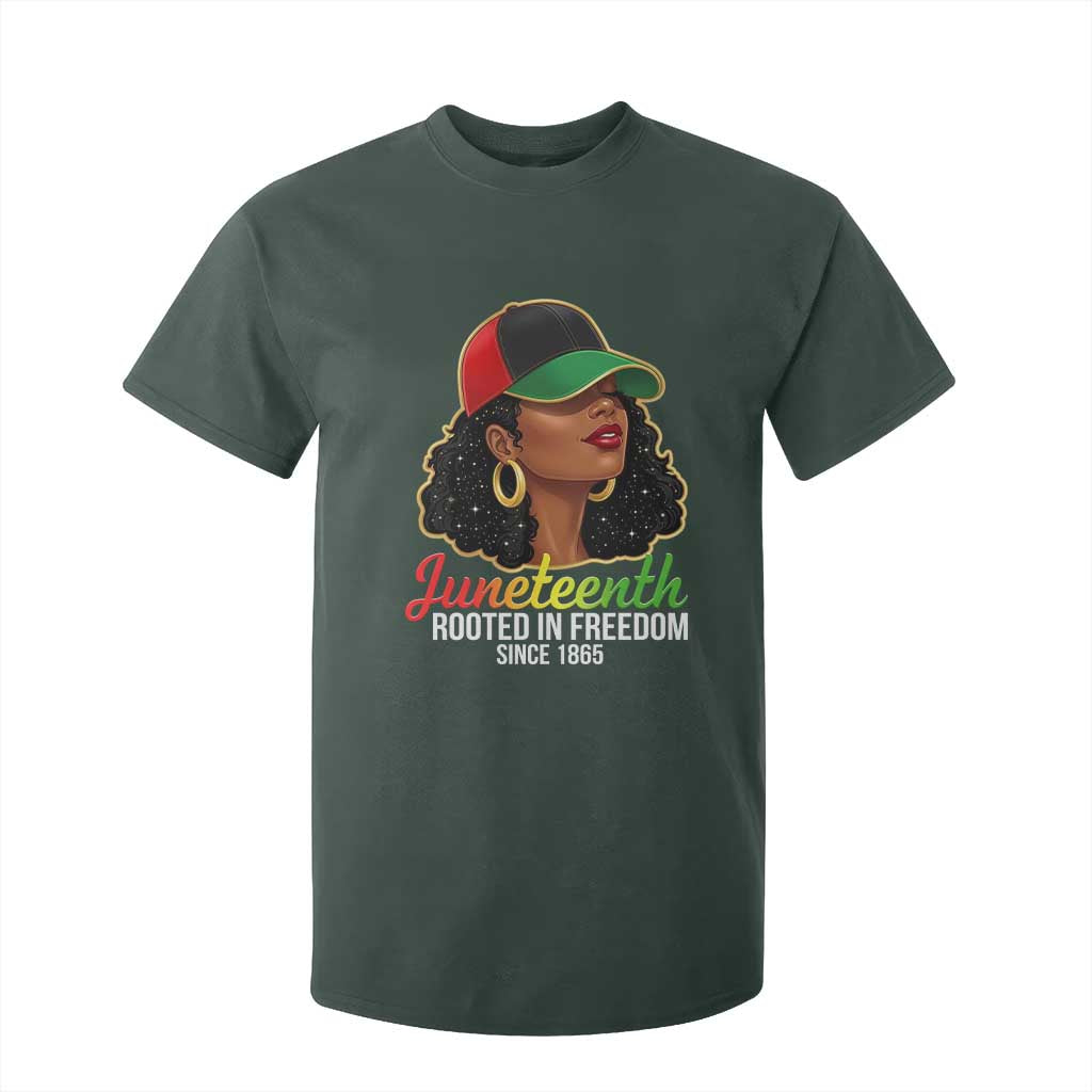 Black Woman Juneteenth Graphic T Shirt For Kid Rooted In Freedom Since 1865 TS12 Dark Forest Green Print Your Wear