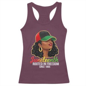 Black Woman Juneteenth Graphic Racerback Tank Top Rooted In Freedom Since 1865 TS12 Maroon Print Your Wear