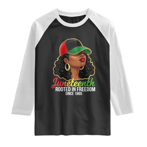 Black Woman Juneteenth Graphic Raglan Shirt Rooted In Freedom Since 1865