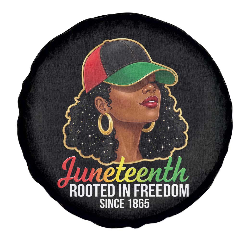 Black Woman Juneteenth Graphic Spare Tire Cover Rooted In Freedom Since 1865 TS12 Print Your Wear