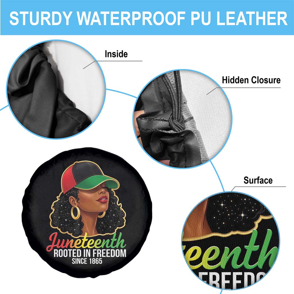 Black Woman Juneteenth Graphic Spare Tire Cover Rooted In Freedom Since 1865 TS12 Print Your Wear