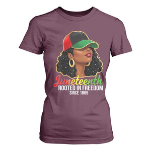 Black Woman Juneteenth Graphic T Shirt For Women Rooted In Freedom Since 1865 TS12 Maroon Print Your Wear
