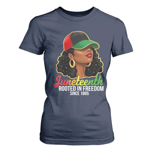 Black Woman Juneteenth Graphic T Shirt For Women Rooted In Freedom Since 1865 TS12 Navy Print Your Wear