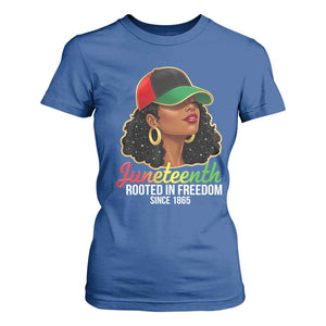 Black Woman Juneteenth Graphic T Shirt For Women Rooted In Freedom Since 1865 TS12 Royal Blue Print Your Wear