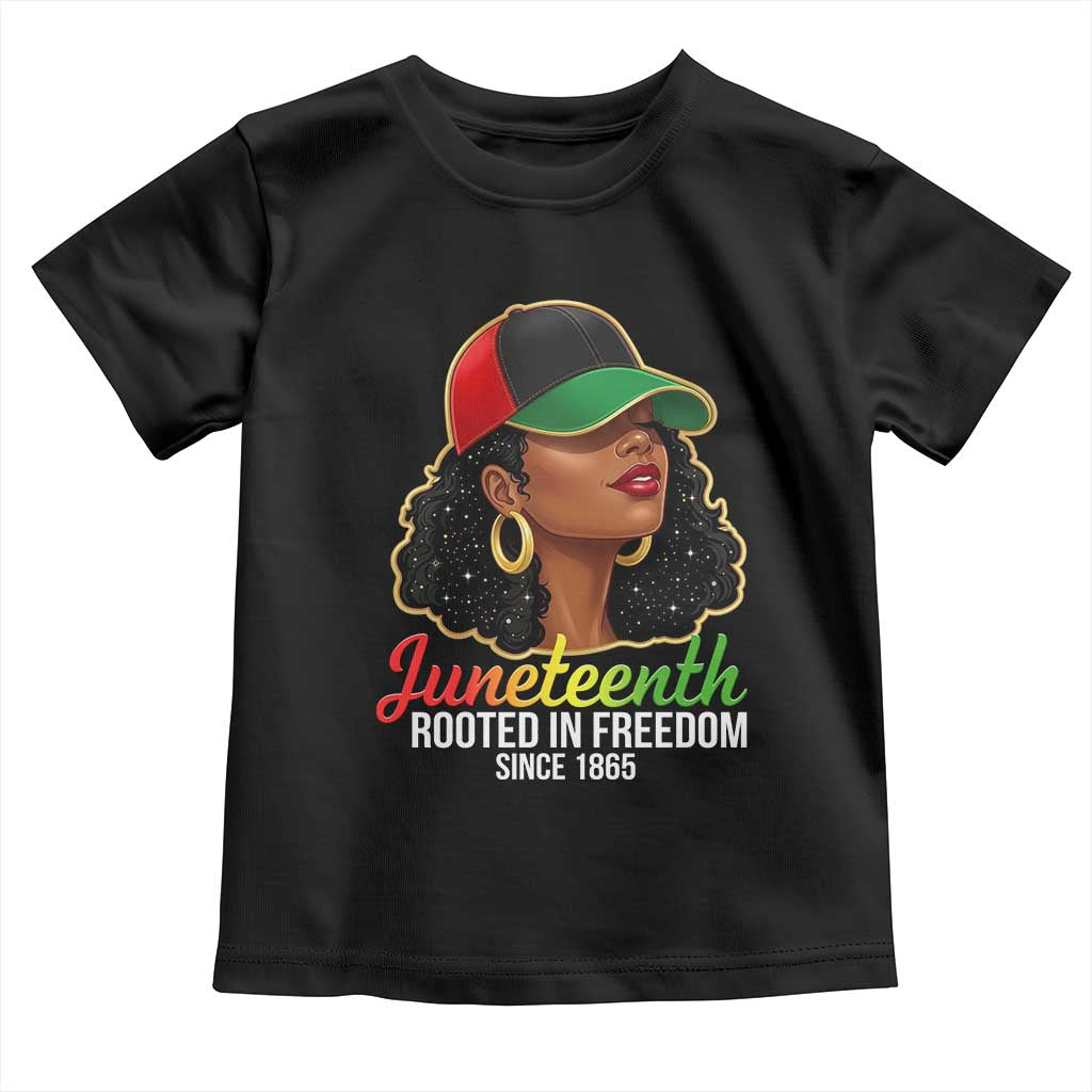 Black Woman Juneteenth Graphic Toddler T Shirt Rooted In Freedom Since 1865 TS12 Black Print Your Wear