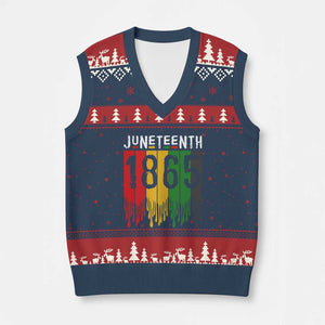 Juneteenth Freedom Pride V-Neck Knit Sweater Vest African American Heritage Graphic