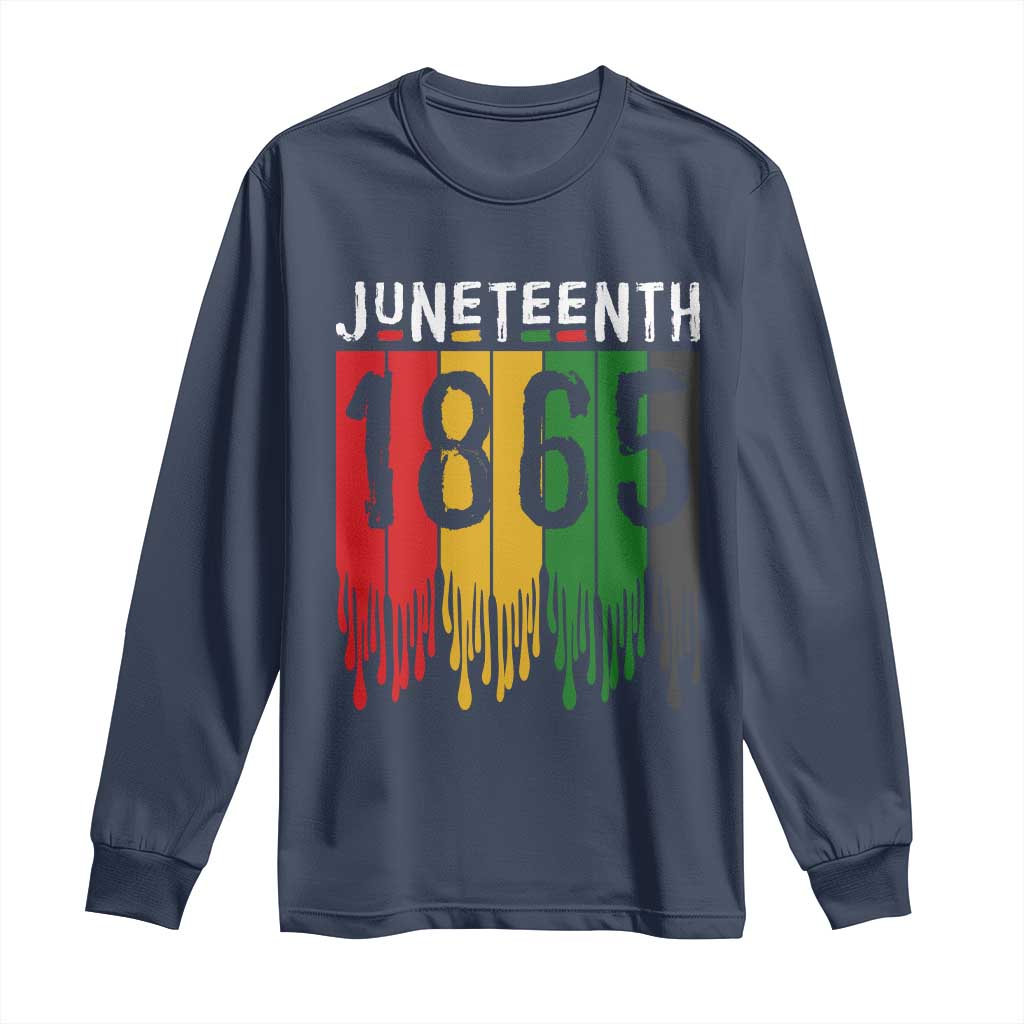 Juneteenth Freedom Pride Long Sleeve Shirt African American Heritage Graphic TS12 Navy Print Your Wear