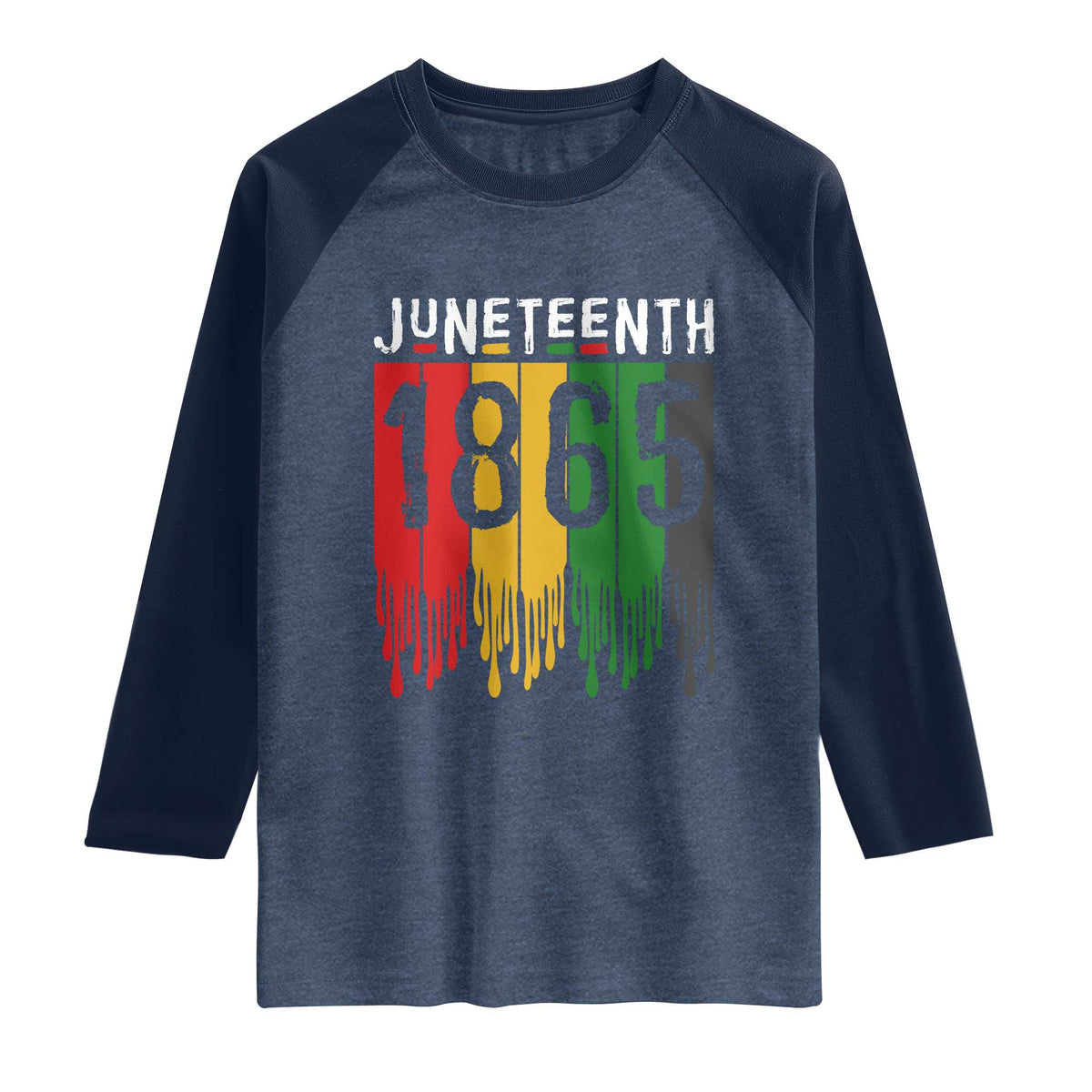 Juneteenth Freedom Pride Raglan Shirt African American Heritage Graphic TS12 Heather Denim Navy Print Your Wear