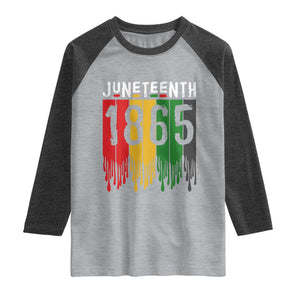 Juneteenth Freedom Pride Raglan Shirt African American Heritage Graphic TS12 Heather Gray Heather Charcoal Print Your Wear
