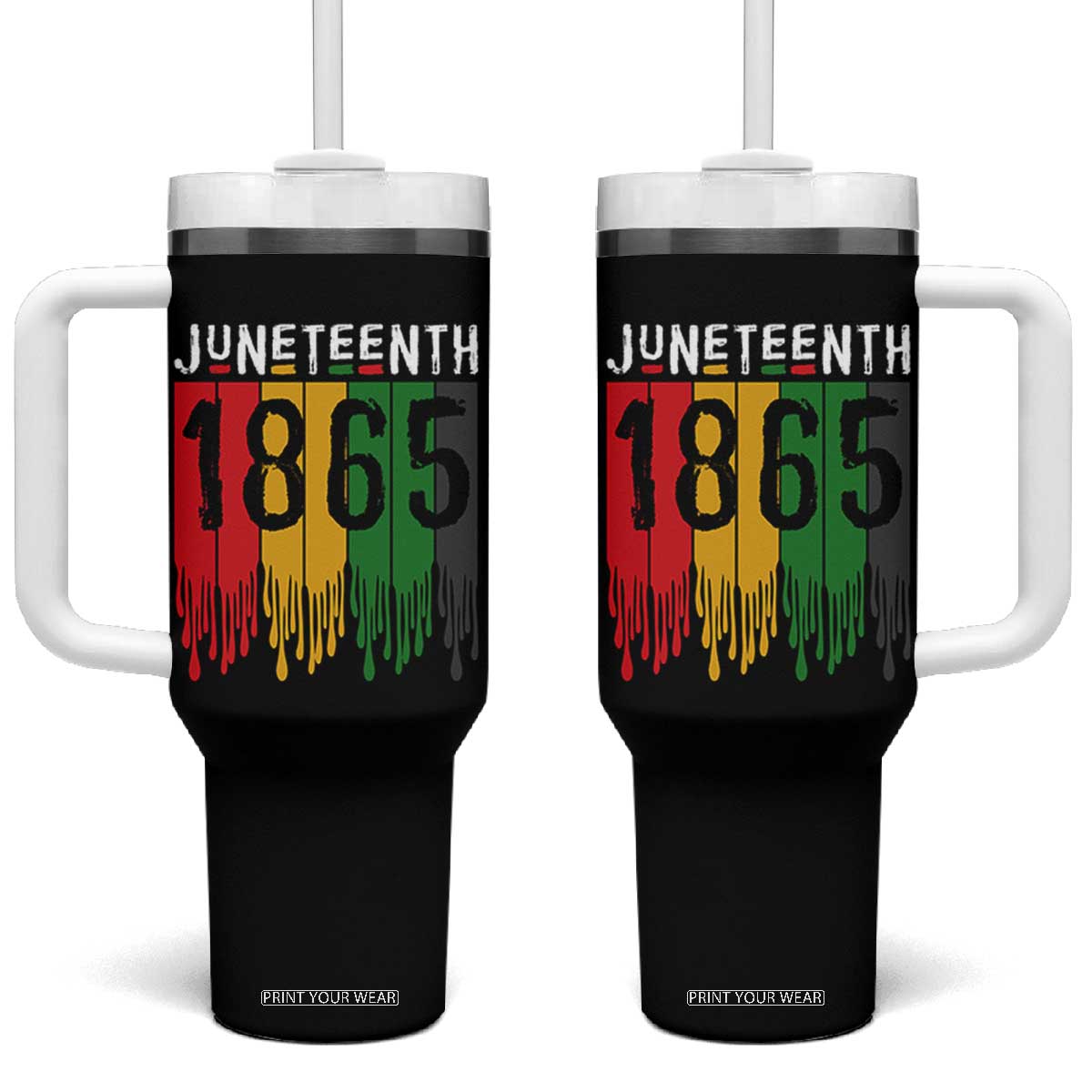 Juneteenth Freedom Pride Tumbler With Handle African American Heritage Graphic TS12 One Size: 40 oz Black Print Your Wear