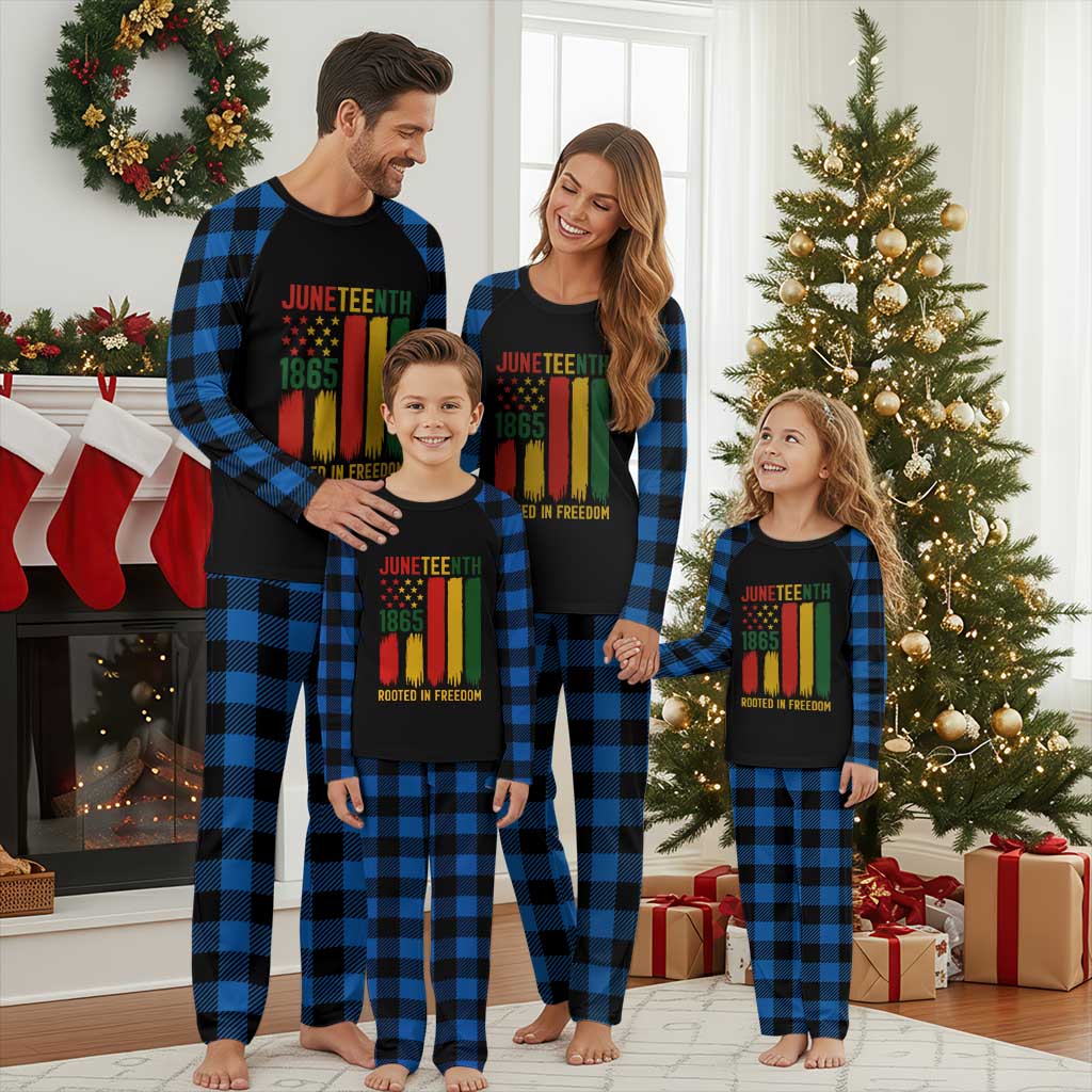 Juneteenth Rooted In Freedom 1865 Plaid Pajama Set African American Pride TS12 Blue Plaid Print Your Wear