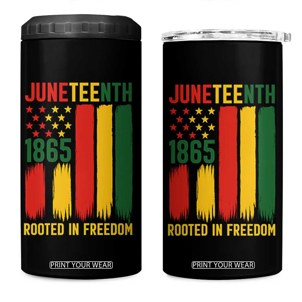 Juneteenth Rooted In Freedom 1865 4 in 1 Can Cooler Tumbler African American Pride TS12 One Size: 16 oz Black Print Your Wear