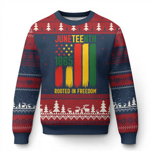 Juneteenth Rooted In Freedom 1865 Ugly Christmas Sweater African American Pride TS12 Navy Red Print Your Wear