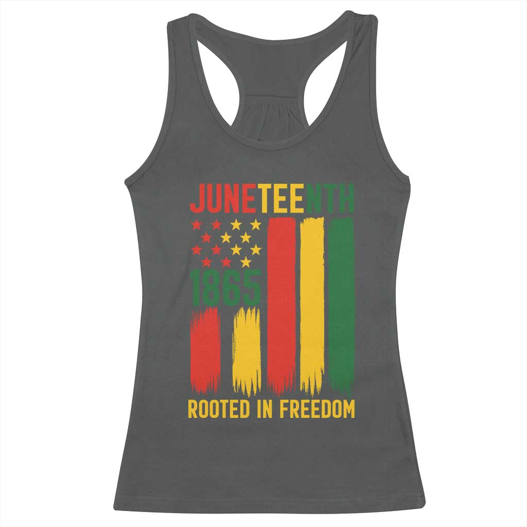 Juneteenth Rooted In Freedom 1865 Racerback Tank Top African American Pride TS12 Dark Heather Print Your Wear